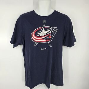 NHL Columbus Blue Jackets Hockey Logo Reebok T-shirt Men's Large Blue